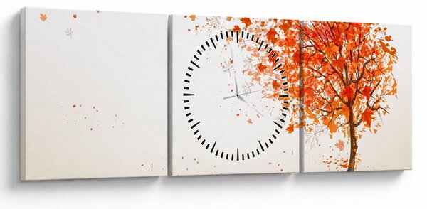 Obraz - Strom ve větru (s hodinami) (90x30 cm)