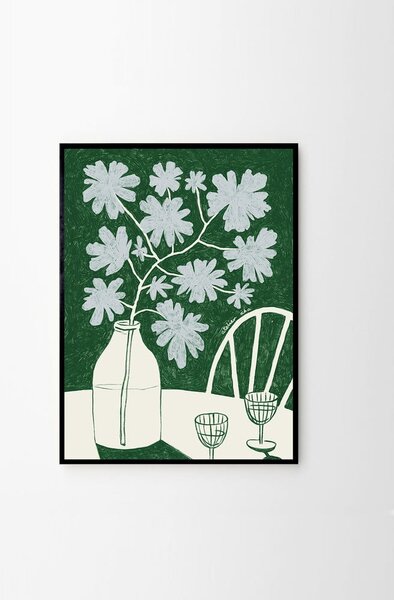 Plakát 30x40 cm Blue Flowers & Red Wine – Anouk van Cleef – The Poster Club