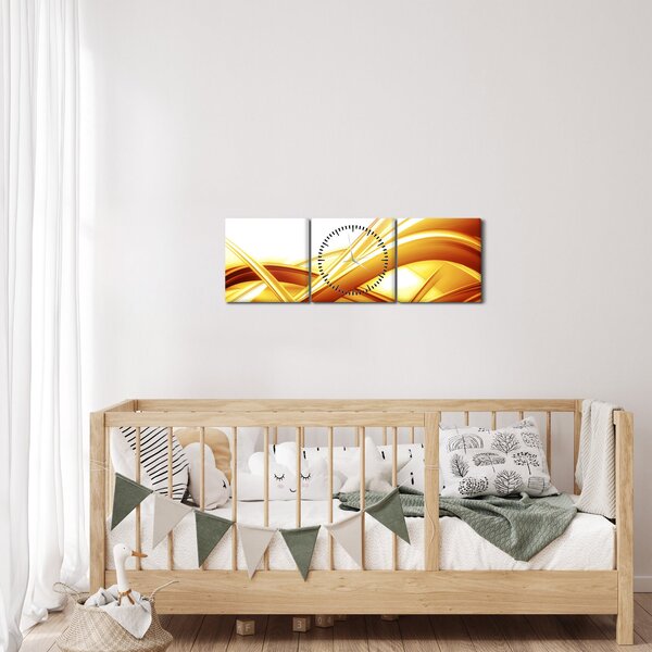 Obraz - Žlutá abstrakce (s hodinami) (90x30 cm)