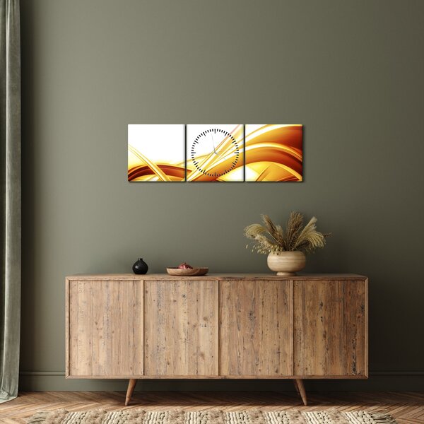 Obraz - Žlutá abstrakce (s hodinami) (90x30 cm)