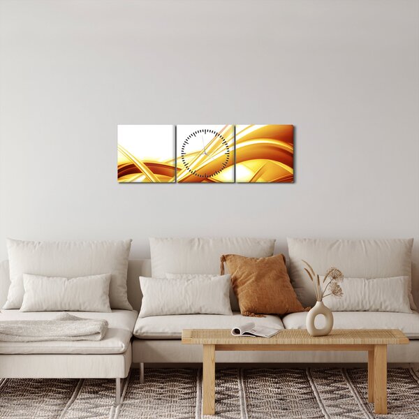 Obraz - Žlutá abstrakce (s hodinami) (90x30 cm)