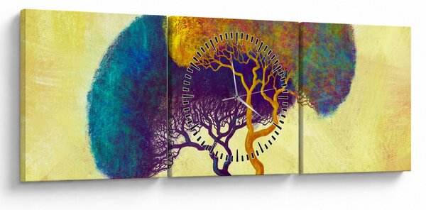 Obraz - Stromy na kopci (s hodinami) (90x30 cm)
