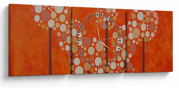 Obraz - Oranžový les (s hodinami) (90x30 cm)