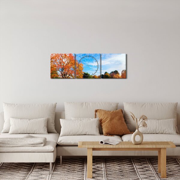 Obraz - Podzimní krajina (s hodinami) (90x30 cm)