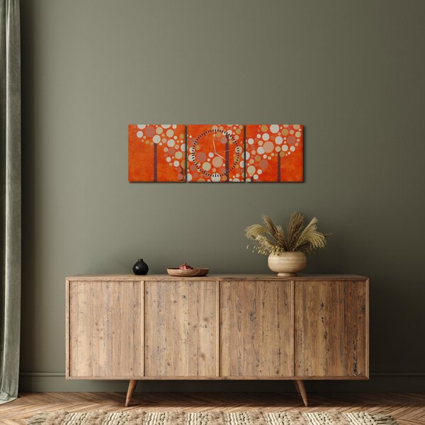 Obraz - Oranžový les (s hodinami) (90x30 cm)
