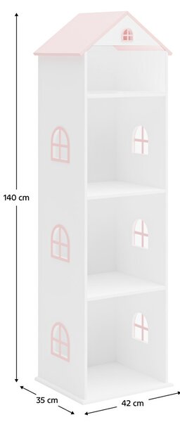 Dětská knihovna Maisa 2 (bílá + růžová)