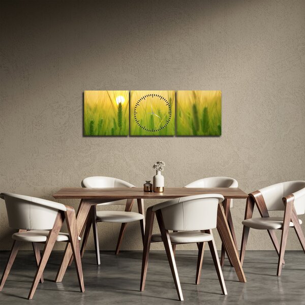 Obraz pole s obilím (s hodinami) (90x30 cm)