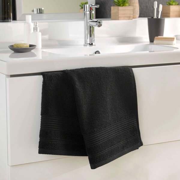 Černý froté bavlněný ručník 50x90 cm Tendresse – douceur d'intérieur