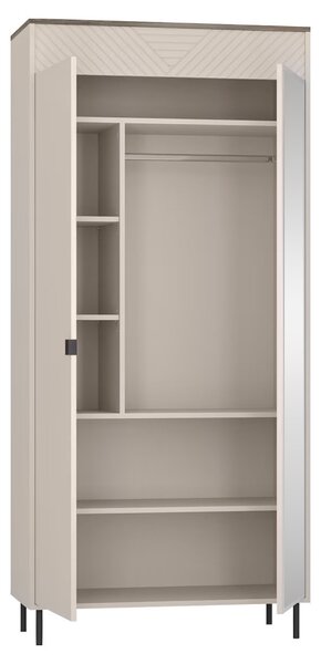 Skříň Explicaba 2D40 (kašmír + dub castello) (se zrcadlem)