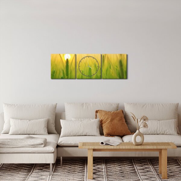 Obraz pole s obilím (s hodinami) (90x30 cm)