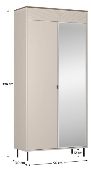 Skříň Explicaba 2D40 (kašmír + dub castello) (se zrcadlem)