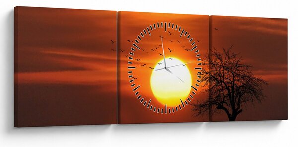 Obraz - Západ slunce (s hodinami) (90x30 cm)