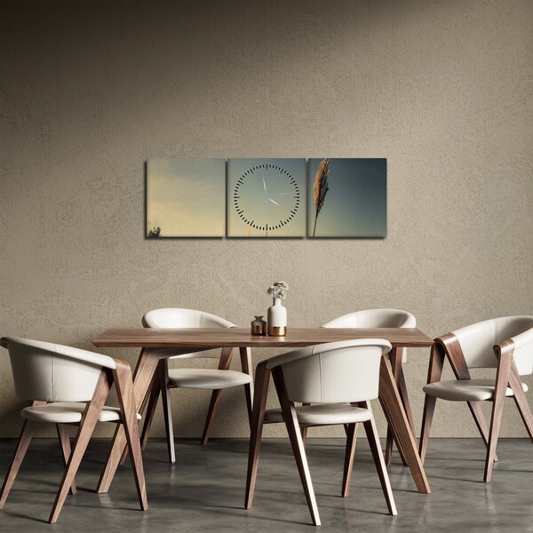 Obraz s trávou (s hodinami) (90x30 cm)