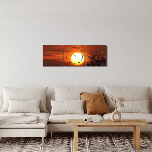 Obraz - Západ slunce (s hodinami) (90x30 cm)