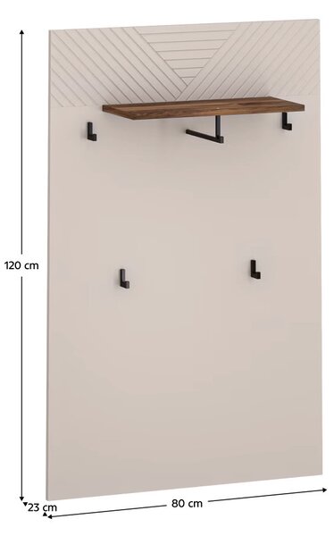 Věšákový panel 80 cm Explicaba (kašmír + dub castello)