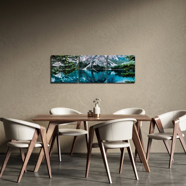 Obraz Jezera v Alpách (s hodinami) (90x30 cm)