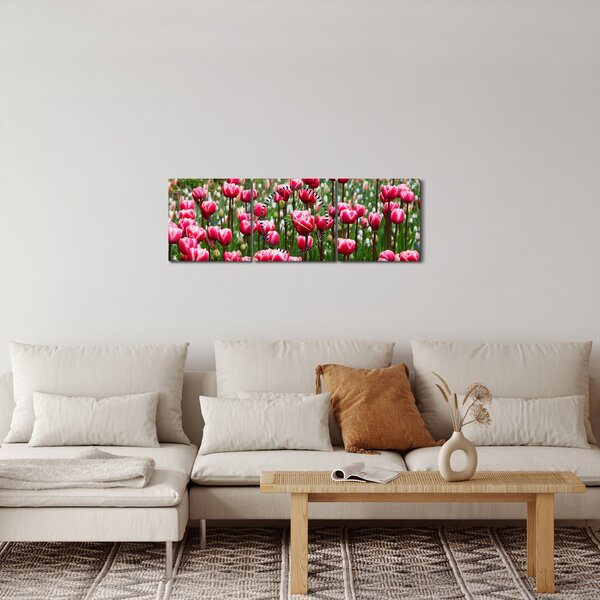 Obraz tulipánů (s hodinami) (90x30 cm)
