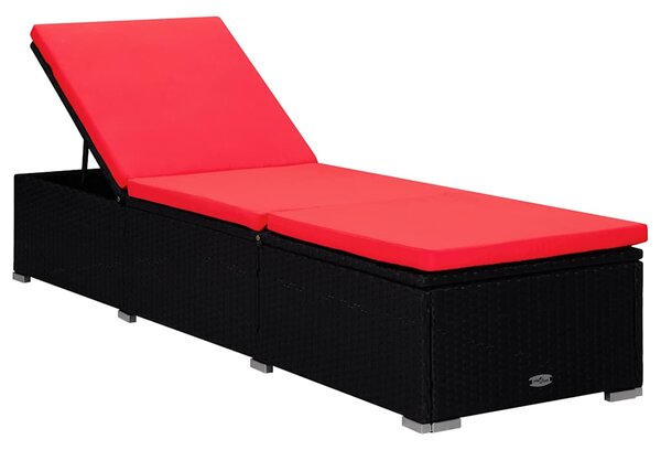 3dílná zahradní lehátka s čajovým stolkem polyratan černá 3057667