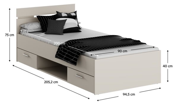 Jednolůžková postel 90 cm Michigin (kašmír) (bez matrace a roštu)