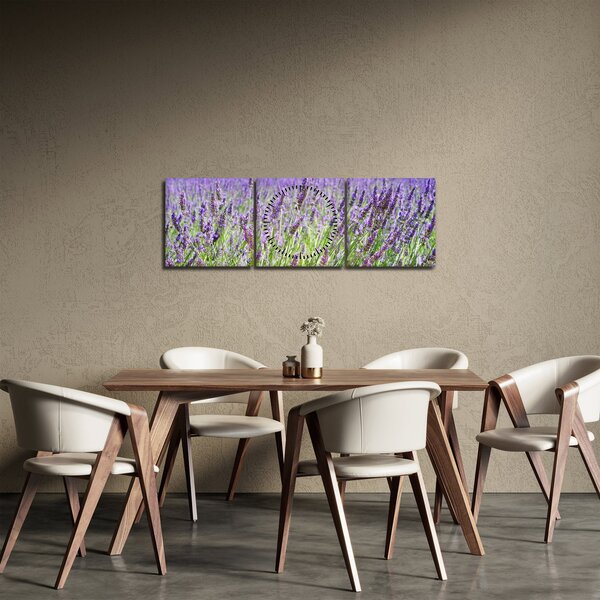Obraz pole s levandulemi (s hodinami) (90x30 cm)