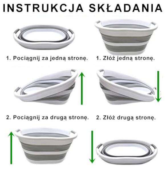 Skládací oválná mísa 25 l, 50 × 37 cm – bílo-šedá