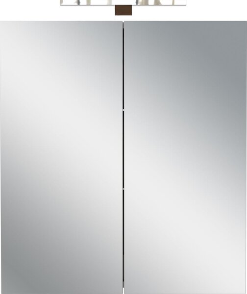 Krémová závěsná/se zrcadlem koupelnová skříňka 60x71 cm Arcena – Germania