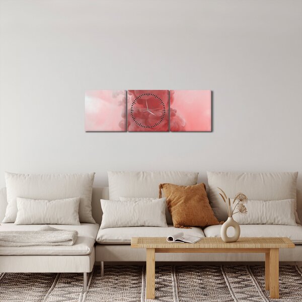 Obraz červeného dýmu (s hodinami) (90x30 cm)