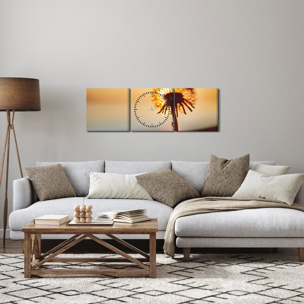Obraz Pampelišky v západu slunce (s hodinami) (90x30 cm)