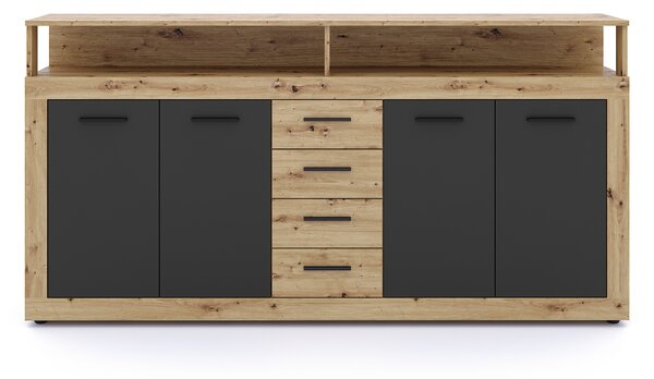 Komoda Lenita XXL (dub artisan + černá)