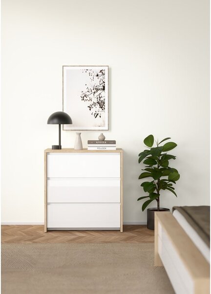 Bílá/v přírodní barvě komoda v dekoru dubu 80x84x48 cm Next – Tvilum