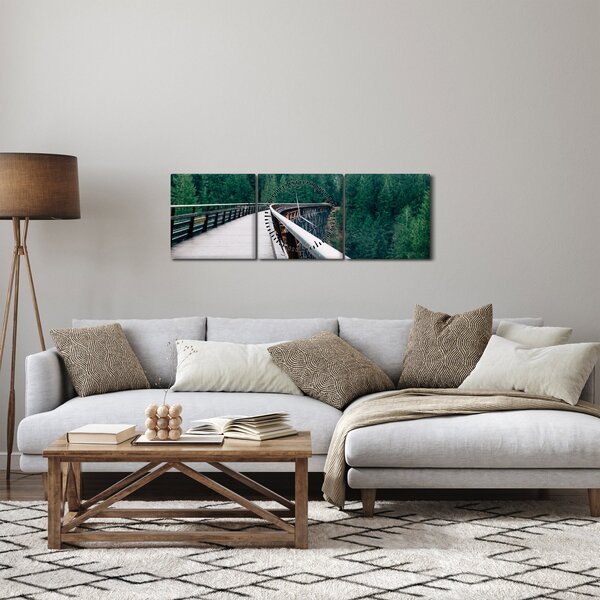 Obraz - Most k vrcholkům stromů (s hodinami) (90x30 cm)