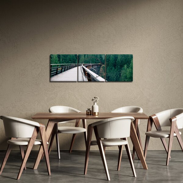 Obraz - Most k vrcholkům stromů (s hodinami) (90x30 cm)