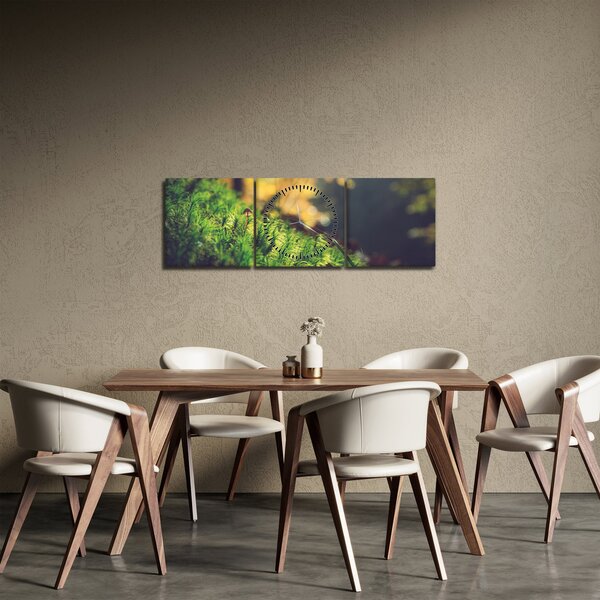Obraz mechu s houbou (s hodinami) (90x30 cm)