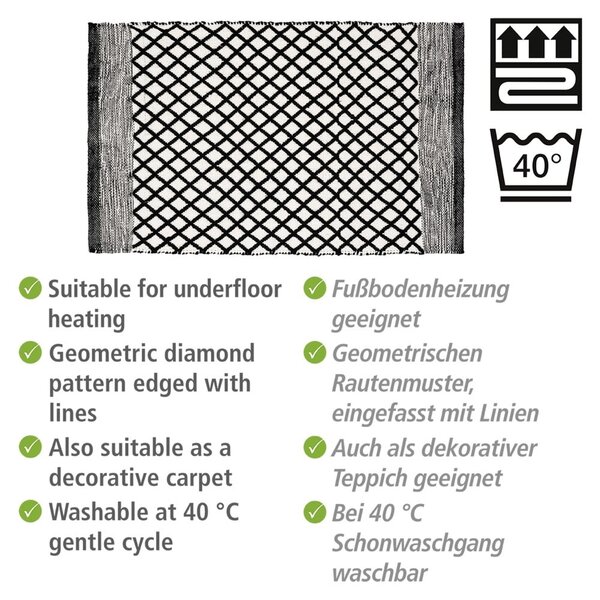 Černobílá koupelnová předložka z recyklovaného plastu 50x80 cm Tara – Wenko