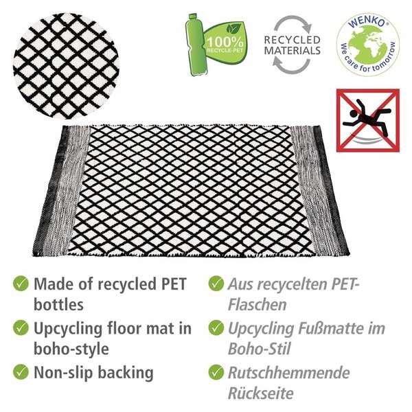 Černobílá koupelnová předložka z recyklovaného plastu 50x80 cm Tara – Wenko