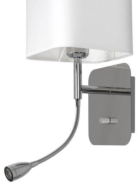 Nástěnné svítidlo Napoli, 1x bílé textilní stínítko + 1xLED 1w, ch