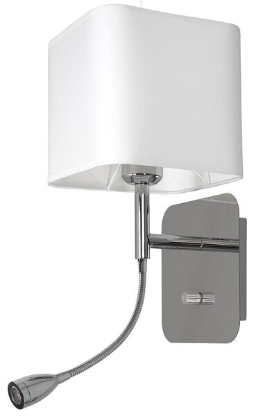 Nástěnné svítidlo Napoli, 1x bílé textilní stínítko + 1xLED 1w, ch