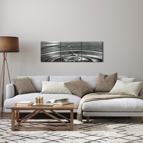 Obraz kapky vody (s hodinami) (90x30 cm)