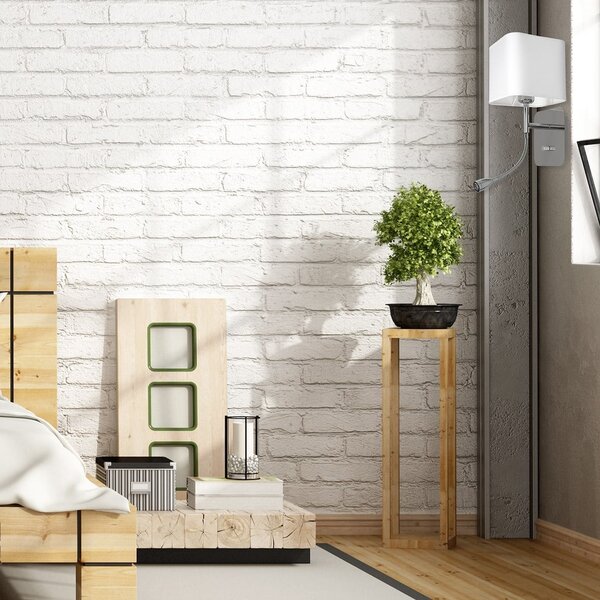 Nástěnné svítidlo Napoli, 1x bílé textilní stínítko + 1xLED 1w, ch