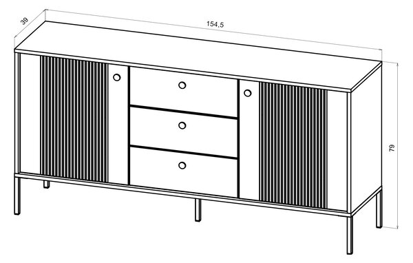 Komoda Isae 2D3S (černá + zlatá)