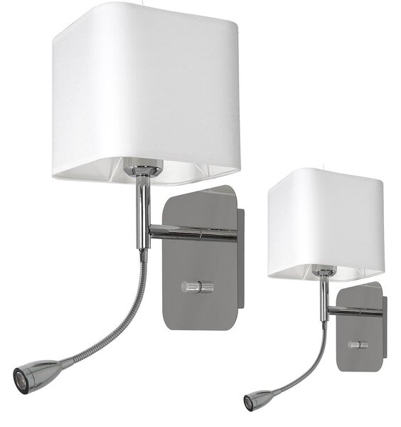 Nástěnné svítidlo Napoli, 1x bílé textilní stínítko + 1xLED 1w, ch