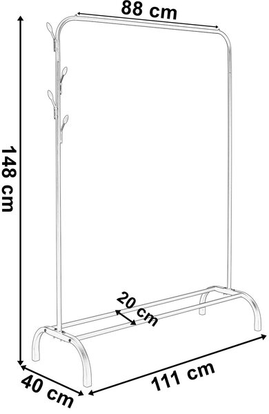Loftový stojící věšák Feliks, výška 148 cm – bílý