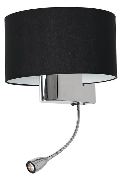Nástěnné svítidlo Napoli, 1x černé textilní stínítko + 1xLED 1w, ch