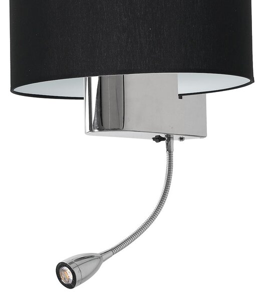 Nástěnné svítidlo Napoli, 1x černé textilní stínítko + 1xLED 1w, ch