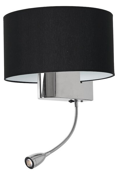 Nástěnné svítidlo Napoli, 1x černé textilní stínítko + 1xLED 1w, ch