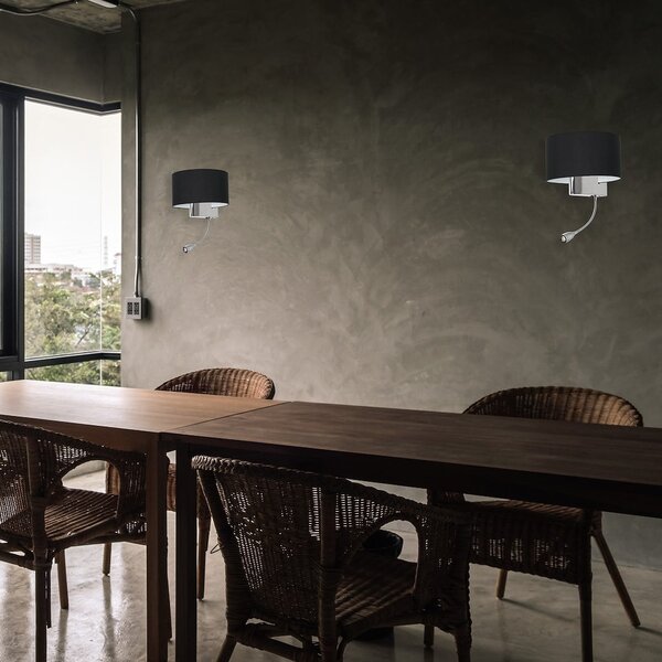 Nástěnné svítidlo Napoli, 1x černé textilní stínítko + 1xLED 1w, ch