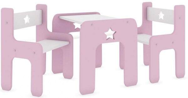Stůl a dvě židle hvězda růžová