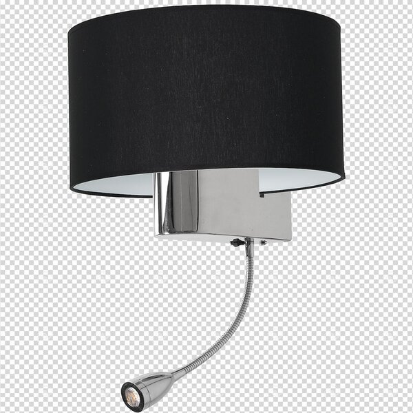 Nástěnné svítidlo Napoli, 1x černé textilní stínítko + 1xLED 1w, ch