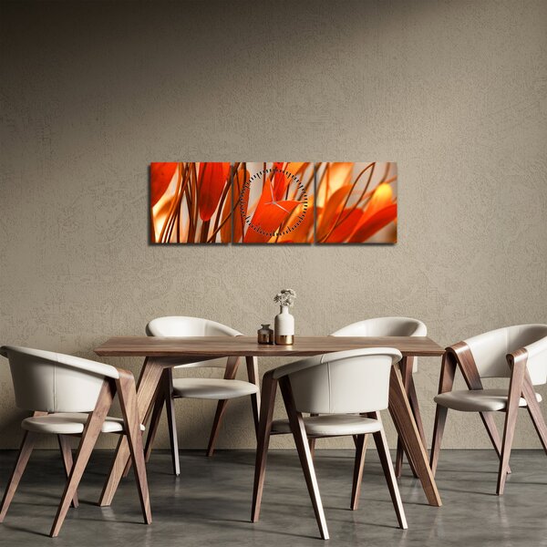 Obraz okvětních lístků (s hodinami) (90x30 cm)