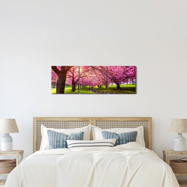 Obraz rozkvetlých třešní, Hurd Park, Dover, New Jersey (s hodinami) (90x30 cm)